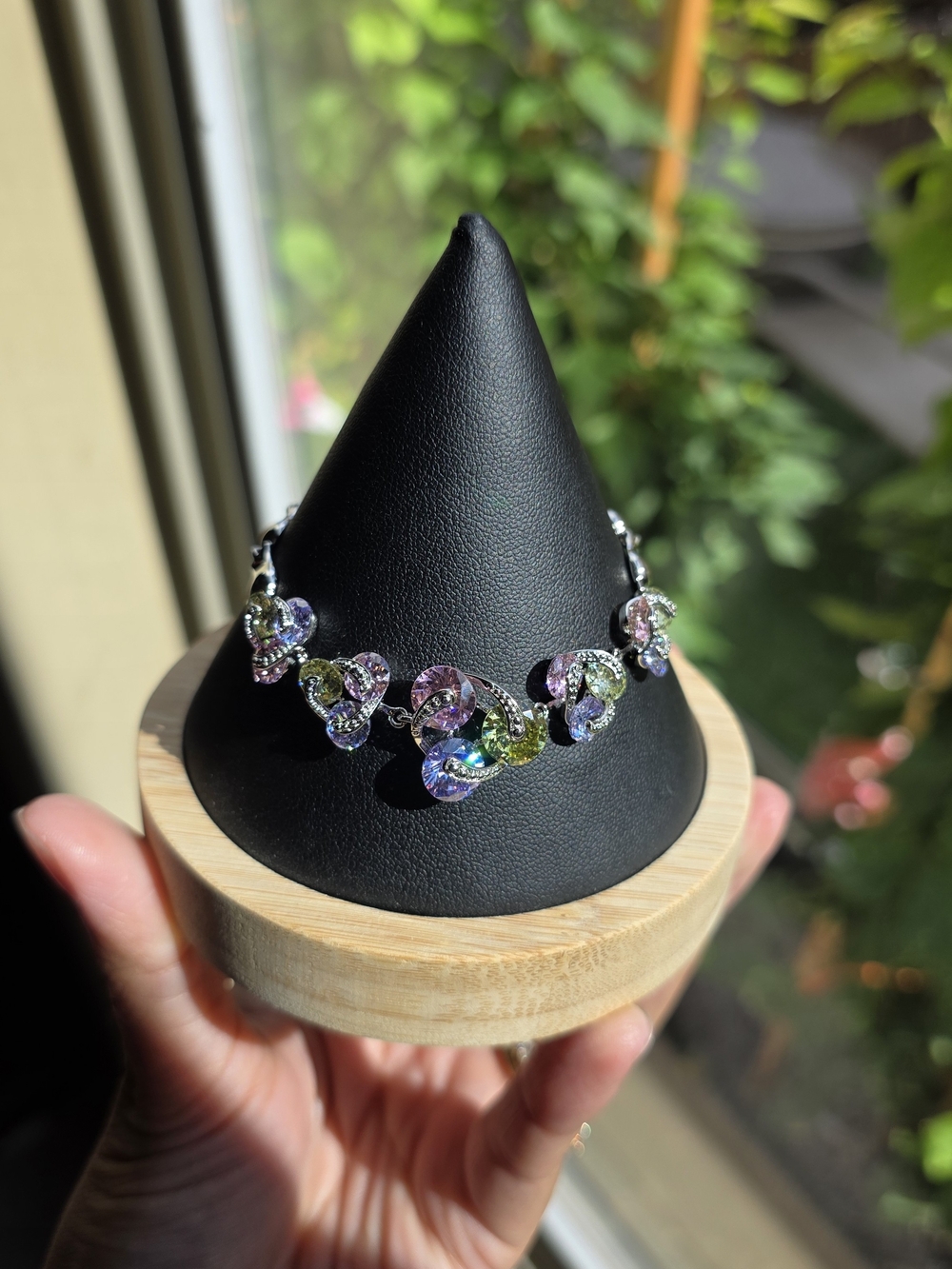 White Gold Filled Multicolor CZ Statement Bracelet
